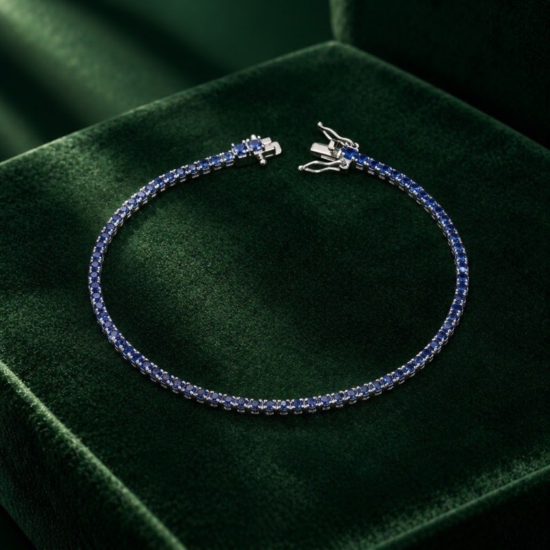 Pulseira Feminina Riviera Azul Escuro em Prata 925 Elegante