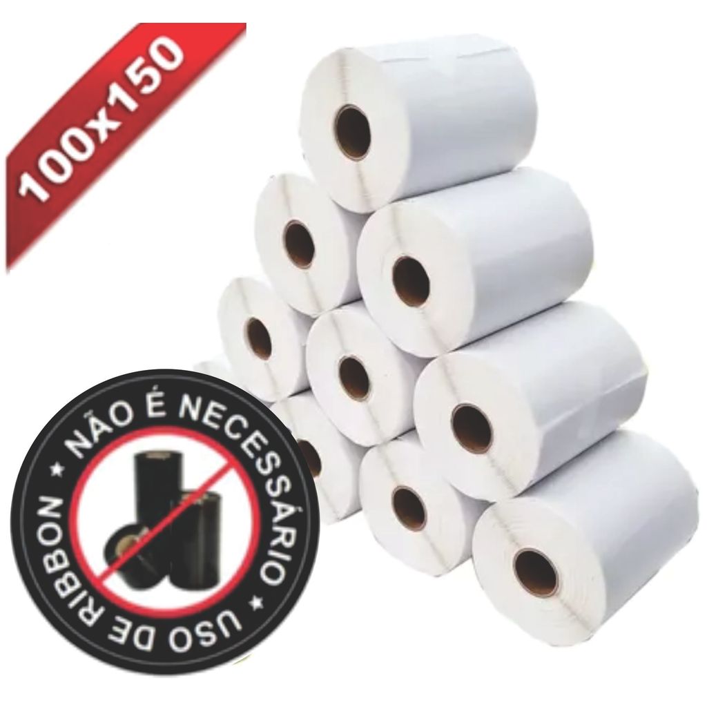 1 Rolos Etiqueta Térmica 10x15 Cm / 100x150mm C\ Serrilha Para E-Commerce Rolo com 200 Etiquetas