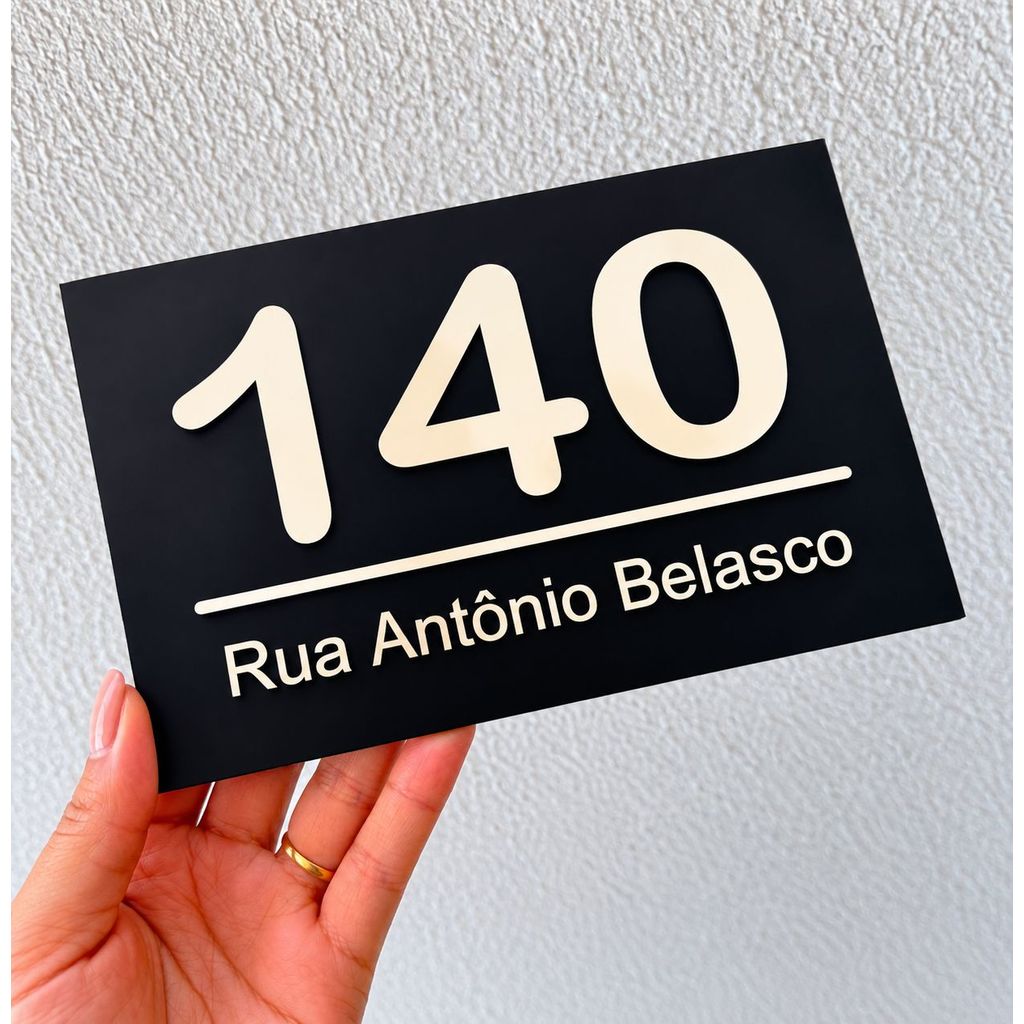 Placa de Identificação Sinalização Residencial em Acrílico Preto Para Endereço Número de Casa, Condomínios e Empresa
