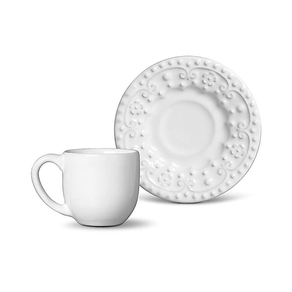 Conjunto Com 6 Xícaras De Café Com Pires Esparta Branco 72 Ml