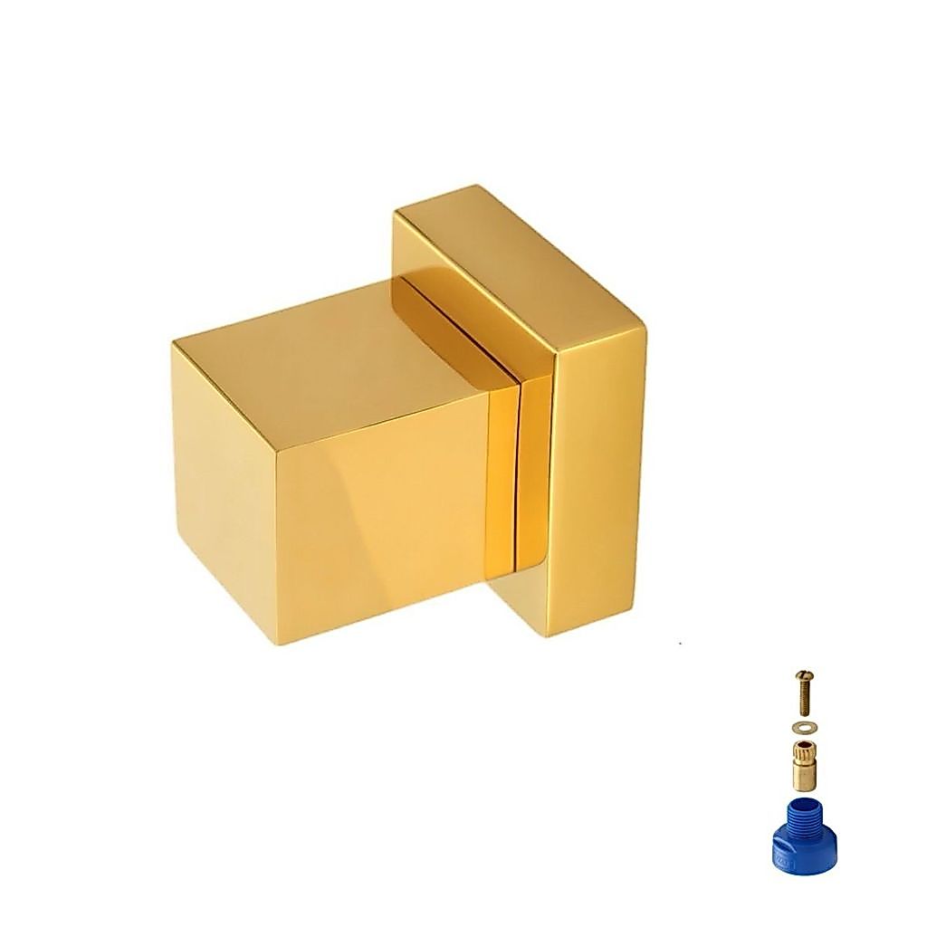 Acabamento Registro Quadrado Brilho com Adaptador Docol no Dourado