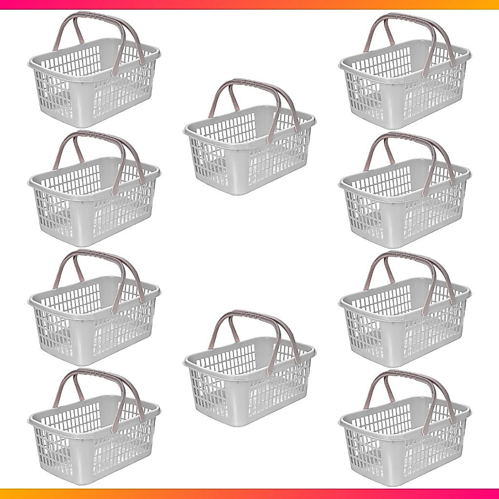 Kit 10 Cesta 9 Litros Cestinha Plastica Supermercado Mercado