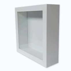 Quadro Moldura Caixa Alta Branco 22x22cm Com Vidro 5,3 Cm De Profundidade