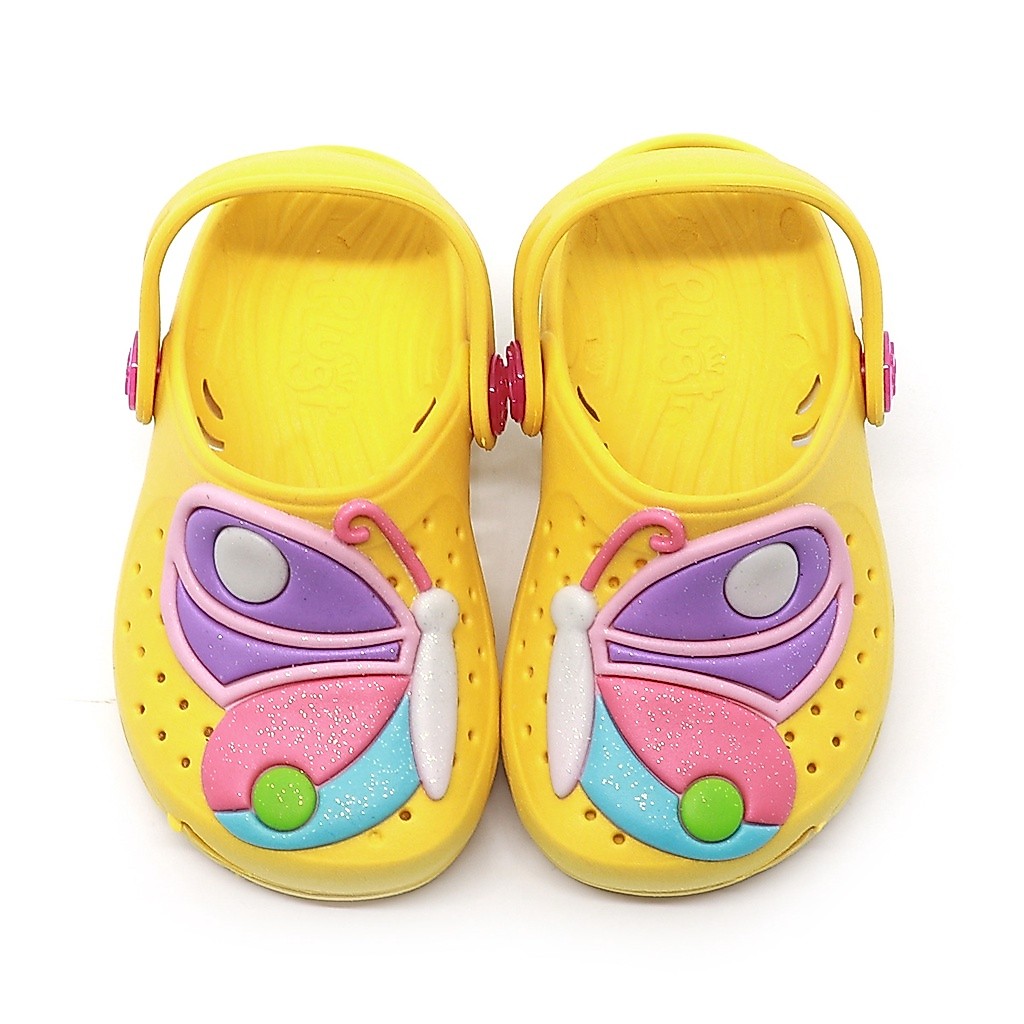 Sandália Babuche Papete Chinelo Infantil Plugt Menina Borboleta Glitter Amarelo