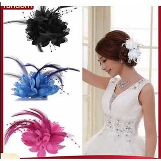 Prendedor de Cabelo Flores Enfeitadas com Pena Acessório de cabelo Broche Presilha Carnaval Havaiana Festa Fantasia