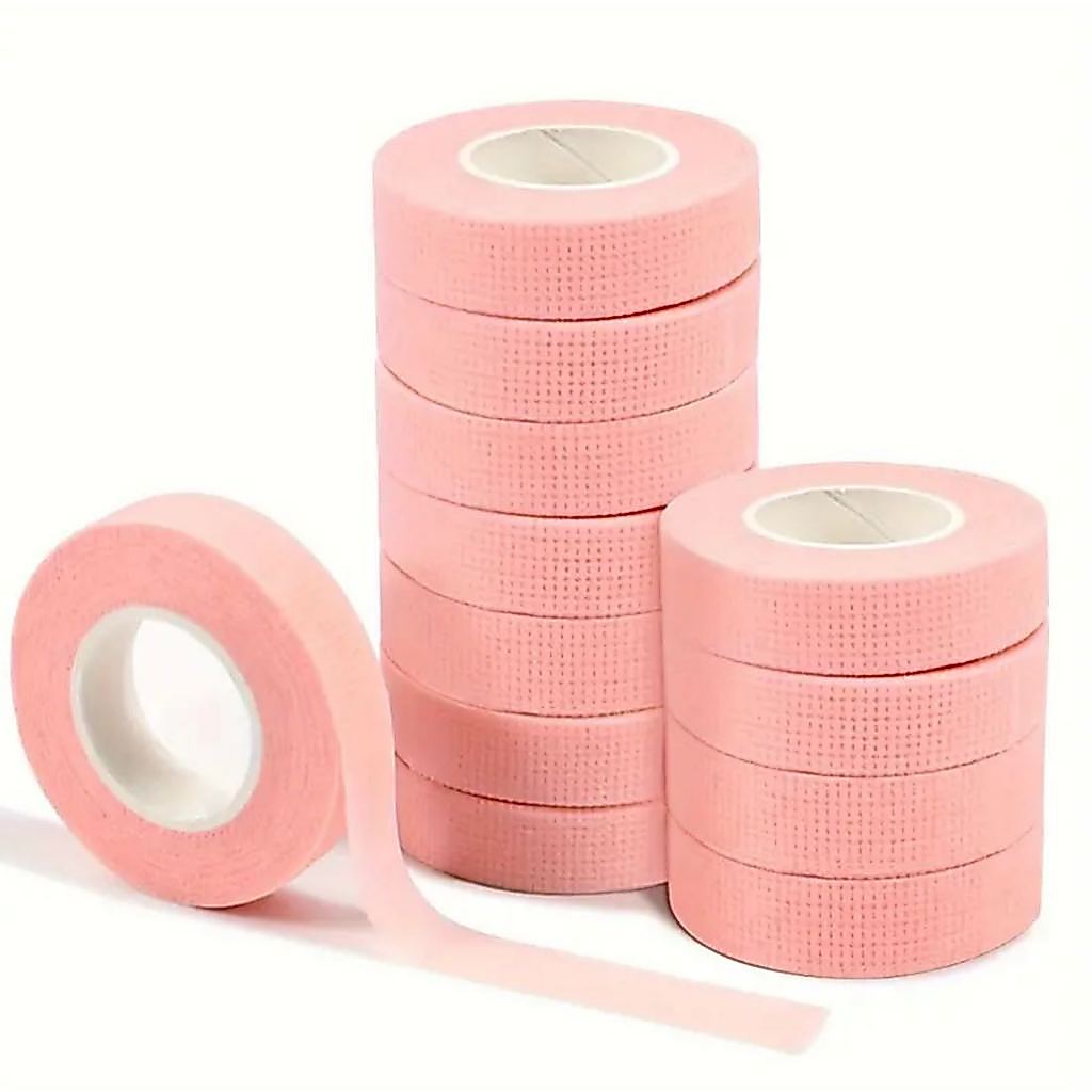 Kit 12 Pçs Fitas Transpore Rosa Antialérgica Para Extensão E Alongamento De Cílios 9m