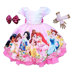 Vestido Princesas Disney Luxo + Tiara E Luva