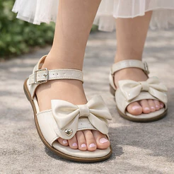 Sandália Infantil Meninas Feminina Leve e Confortável Com Enfeite Laço Coração Festas Look Perfeito