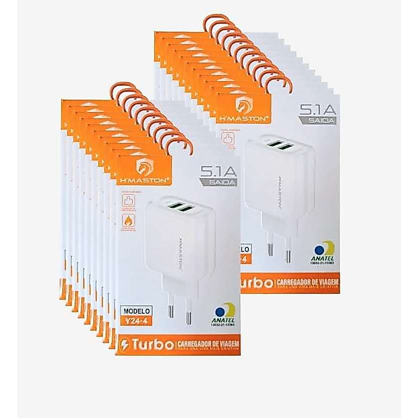 Kit 10 Carregador Fonte De Tomada Usb 5.1a 2 Saídas Hmaston Y24-4