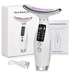 Massageador Portátil Beleza Pele Firmeza Pescoço Led de 7 Modos para Rosto e Pescoço