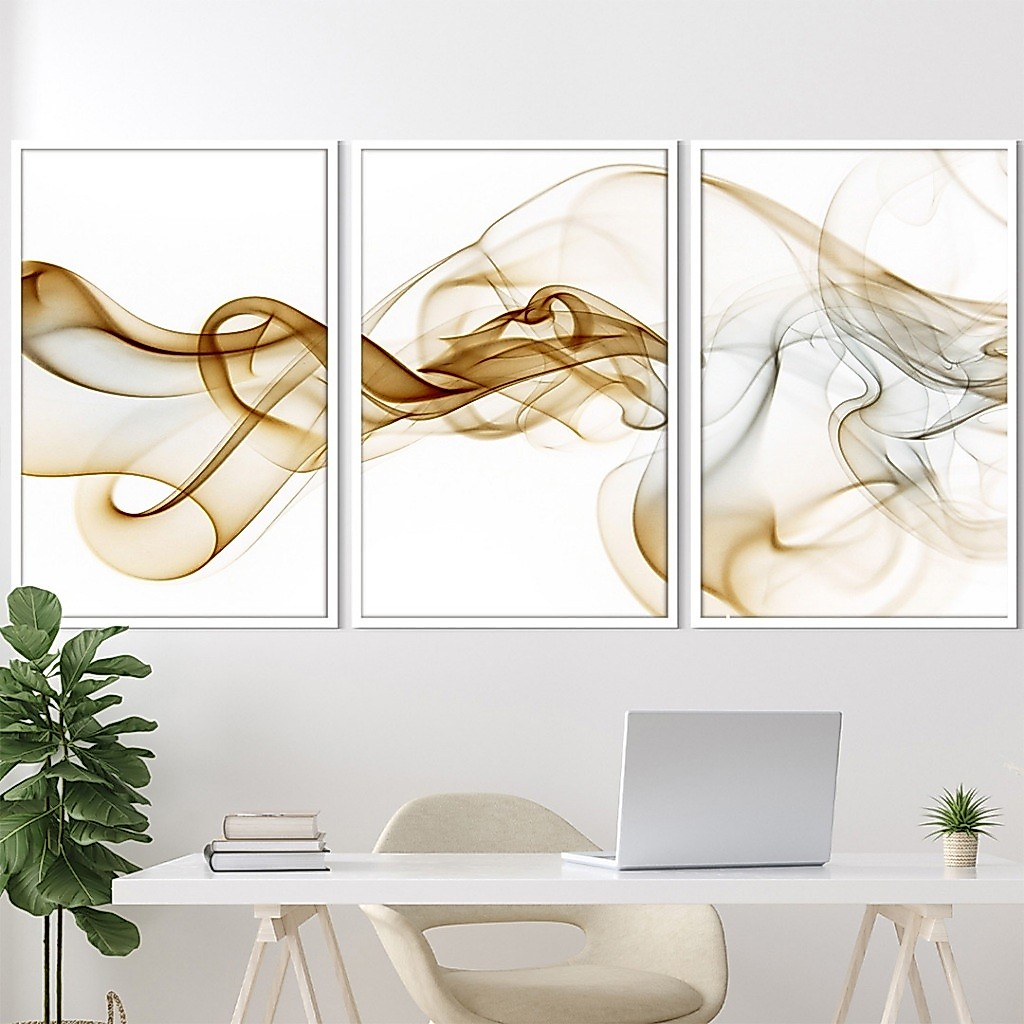 Quadro Abstrato Com Moldura Trio De Quadros Decorativos Para Sala Quadro Moderno