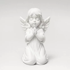 Estátua Anjo Querubim Feminino Ajoelhado Orando Escultura Decoração Cristã Presente Espiritual Fé Bênção Proteção Quarto
