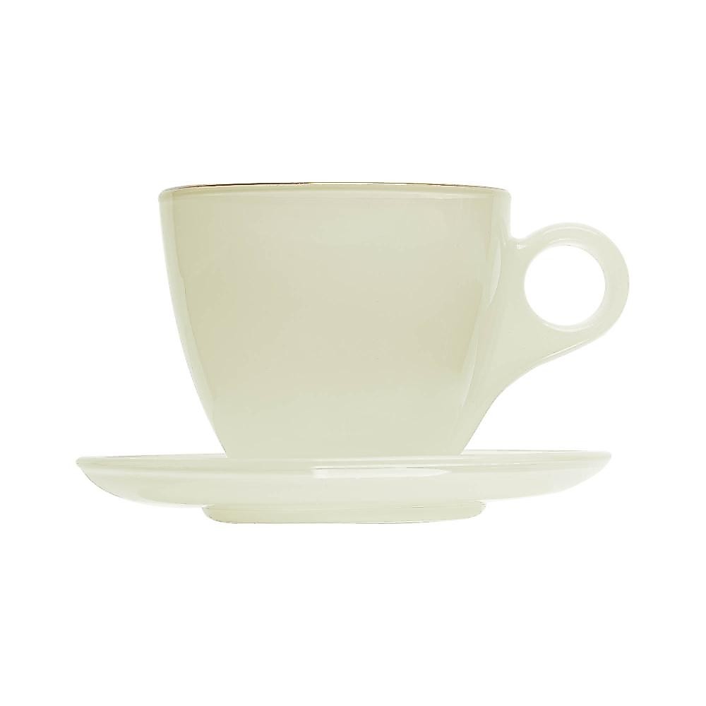 Conjunto 4 Xícaras de Vidro 170ml com Pires Milky Branca Fio de Ouro Wolff para Café Chá Mesa Posta Elegante Sofisticado — imagem 2 de 2