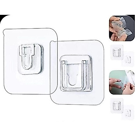 10 Peças/5 Pares Gancho Adesivo Macho Fêmea Dupla Face Transparente Sem Furos Pregos Para Banheiro E Cozinha