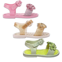 Sandália Mini Melissa Mar Sandal Flower Chrome Baby - 38164
