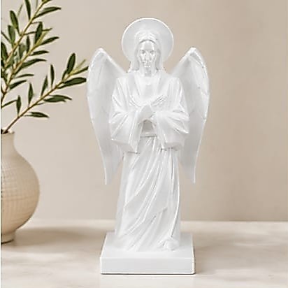 Estátua Imagem Anjo Da Guarda Sagrado Decoração Religiosa Altar Batizado Presente Católico Espiritual Proteção Divina Fé