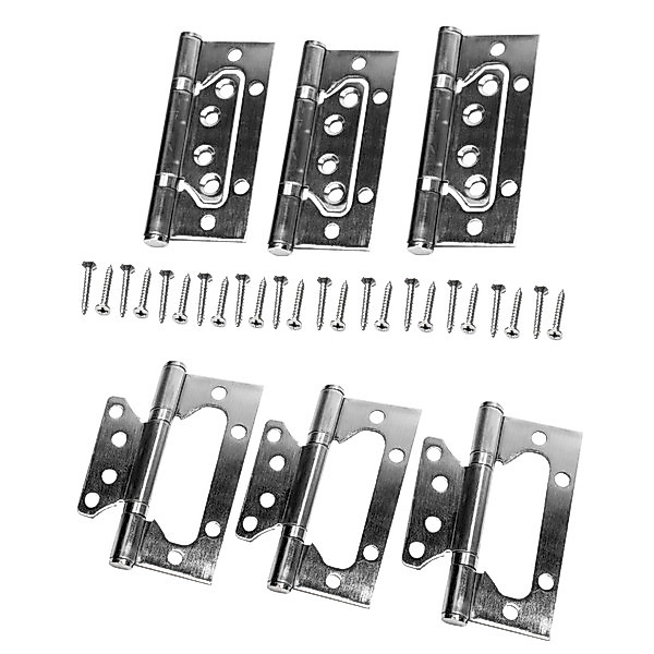 Kit c/ 3 Dobradiças de sobrepor com rolamento - Inox Escovado - 4'x3'x,2,5mm