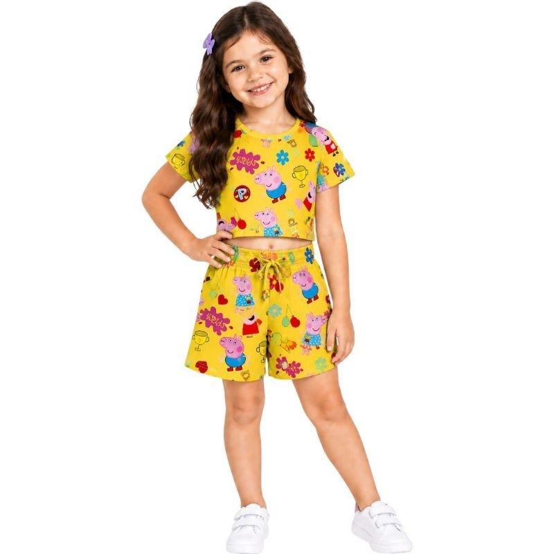 Conjunto verão infantil de  menina temático da Peppa