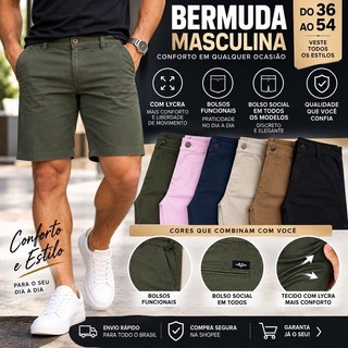 bermuda social masculina bermuda em brim de cor