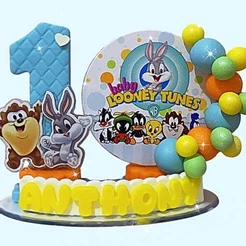 Vela Baby Looney Tunes com balões