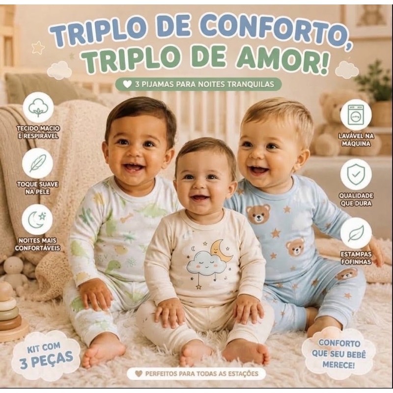 Conjunto Bebe Masculino Menino Infantil Manga longa Roupas de Bebê Tamanho rn 6 meses 1 ao 5 Roupa de Neném  L02