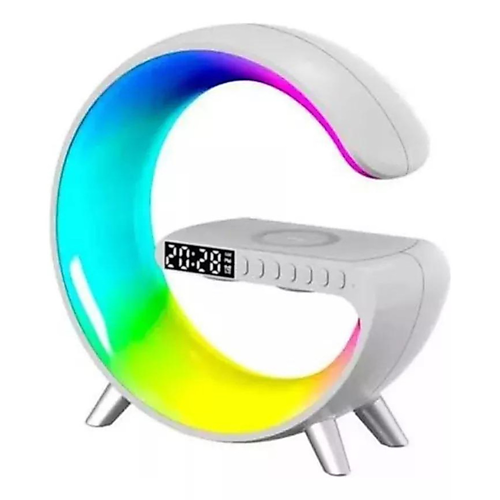 Luminária G de Mesa RGB Inteligente Smart Alto-falante Bluetooth Com Carregamento Indução Celular