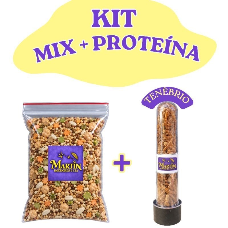 Kit mix de sementes e grãos + proteína a sua escolha, hamster, gerbil, roedores