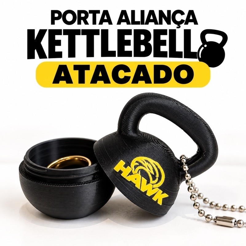 Chaveiro Porta Aliança Kettlebell ATACADO personalizado 3D para Crossfit Hyrox Academia Musculação e Fitness
