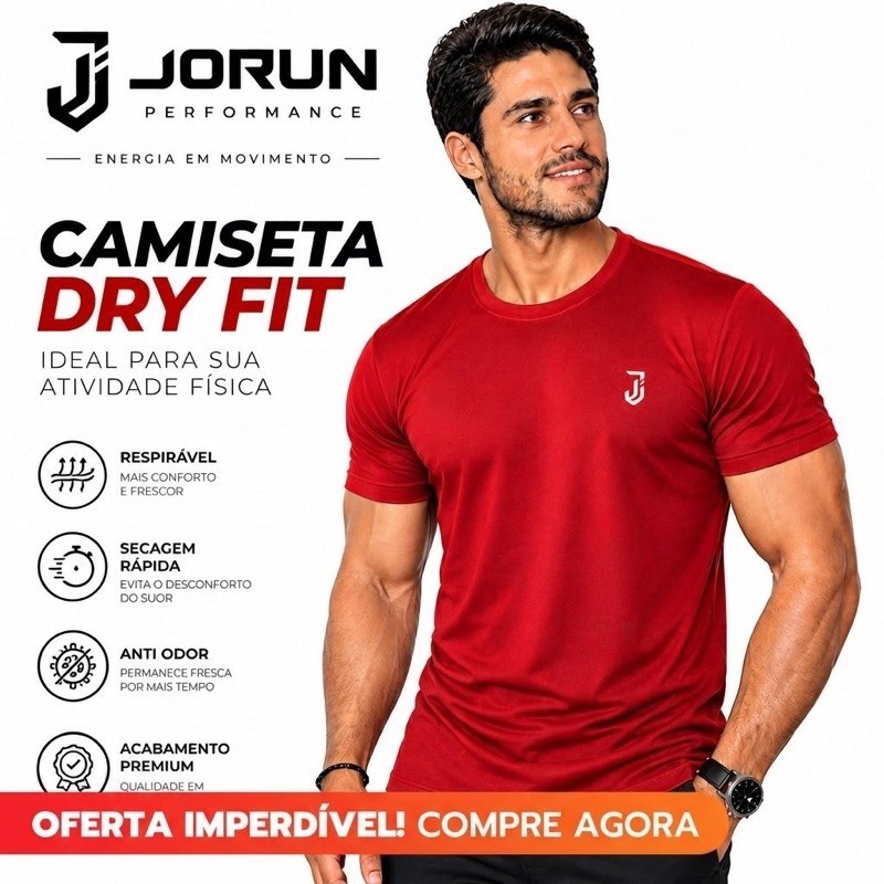 Camiseta Masculina Dry Fit poliéster camisa academia treino masculino com logo refletivo
