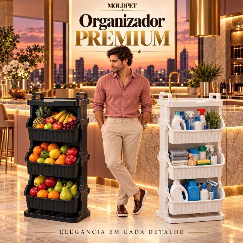 Organizador de Chão Premium Plástico Resistente Para Cozinha Lavanderia e Banheiro Multiuso