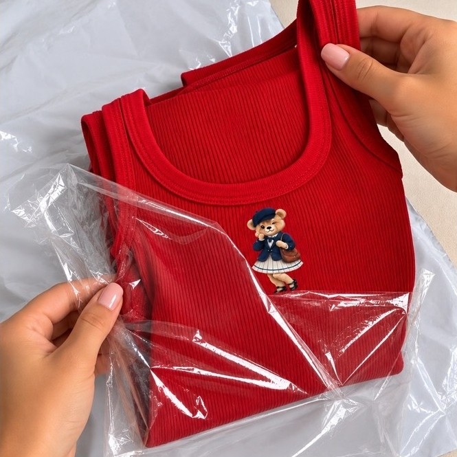 Blusa Regata Feminina Ribana Canelada Estampa Ursinho Fofa e Moderna