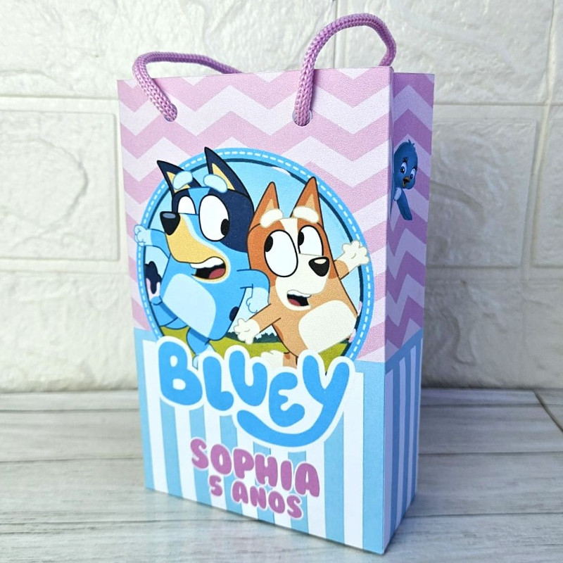 Kit Sacola Surpresa Bluey e Bingo Personalizada/Lembrancinhas Festa Infantil Aniversário/Sacolinhas