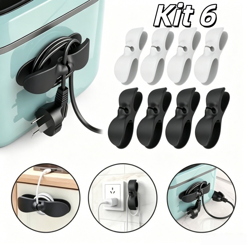 Kit 6 Enrolador De Fio De Armazenamento De Cozinha Organizador De Cabo De Alimentação Fixo