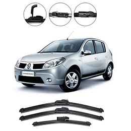 Kit Palhetas Limpador De Parabrisa Dianteiro + Traseiro Renault Sandero 2007 até 2014