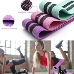 Kit 3 Faixas Elásticas de Resistência para Yoga Pilates Academia Treino Funcional Glúteos Pernas Alongamento
