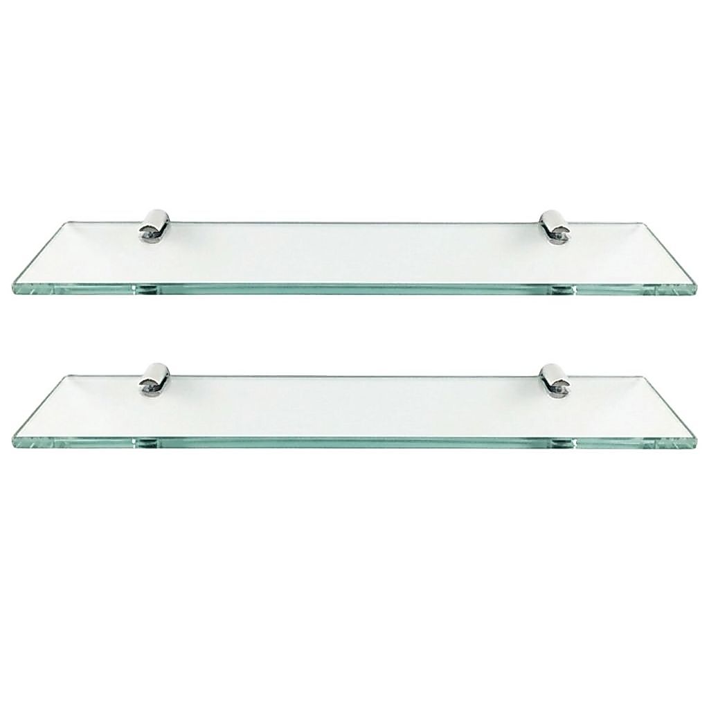 Kit 2 Prateleiras De Vidro 40x10cm Banheiro Suporte Cromado