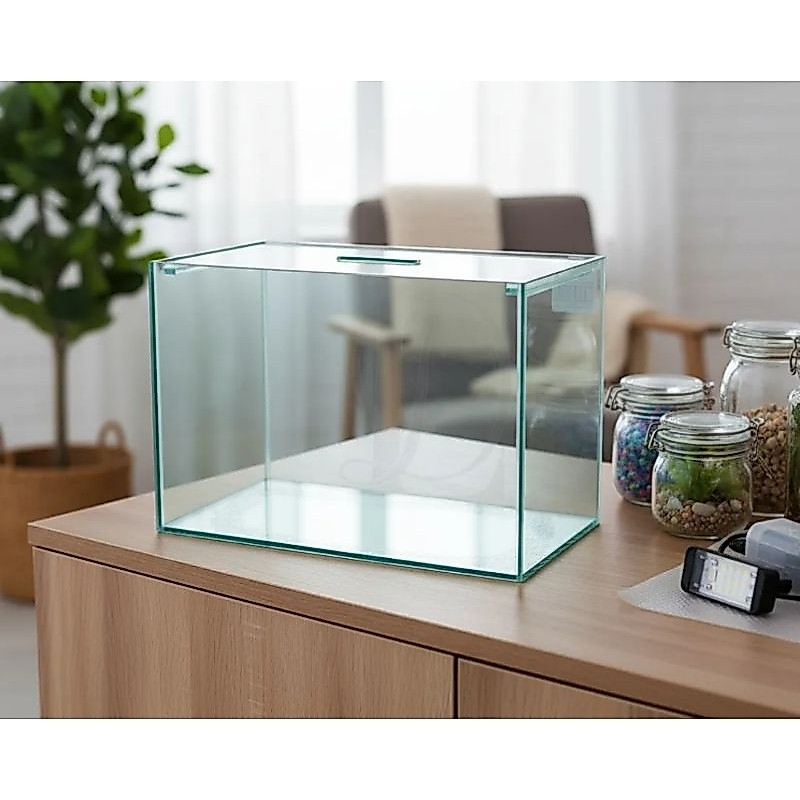 Aquário 5 litros Retangular 25x13x18cm  para Peixes e Plantas de Vidro incolor com Tampa decorativo n2
