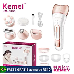 Kemei Depilador 6053 Feminino Elétrico, Barbeador Feminino, Perna Corpo Depilação Depilador KM 6053