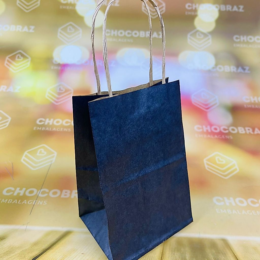 10~50 SACOLA PP KRAFT PRETO 9,5 X 7,5 X 14,5 (LC) - REF:5045(CHOCO)
