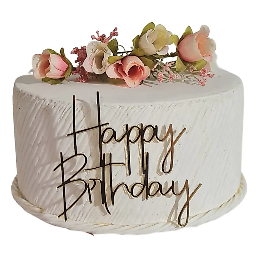 Topo De Bolo Happy Birthday Acrílico Dourado Decoração Festa Aniversário