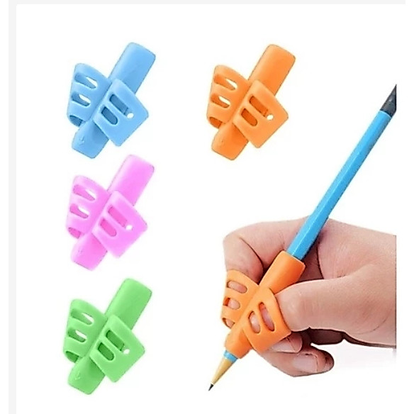 KIT Adaptador Ergonômico de Silicone 02 Dedos para Lápis e Caneta para Auxíliar Correção Escrita e Aprendizagem TEA