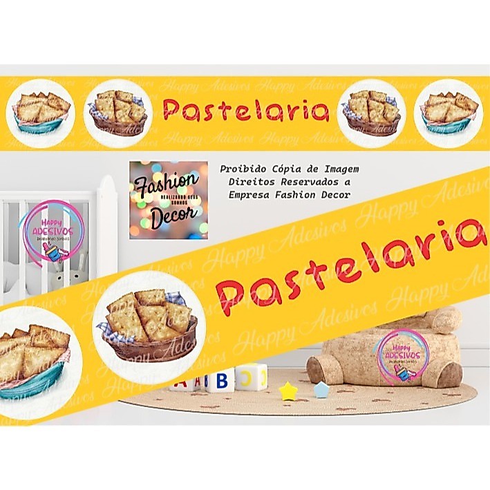 Faixa Adesiva Pastelaria - Adesivo Pastelaria - Faixa Decorativa Pastelaria - Adesivo Parede Pastel