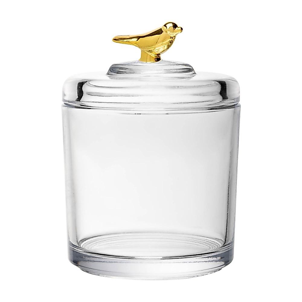 Pote Wolff Golden Bird de Cristal Ecológico com Tampa 8,5cm