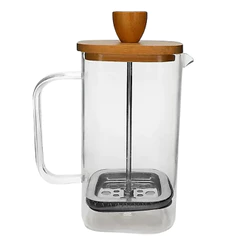 Prensa Francesa 350ml Vidro Reforçado + Tampa Bambu Natural Café Fresco com Estilo Natural