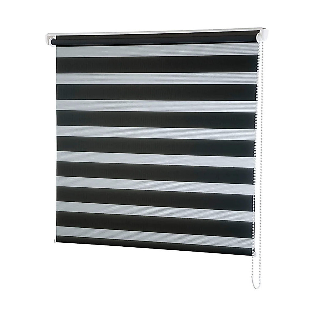 Persiana Rolo Zebra Dupla 120x160cm (LxA) Preta Conthey Evolux - N2004461B