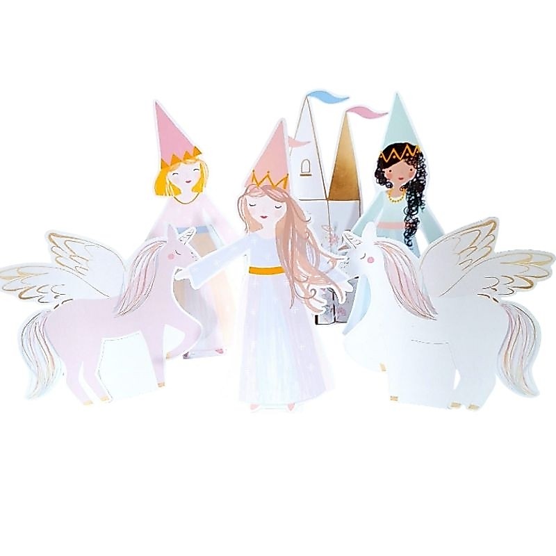 Decoração Princesas Meri Meri Totem de mesa Display Varal Personalizados Reino Encantado Era uma Vez