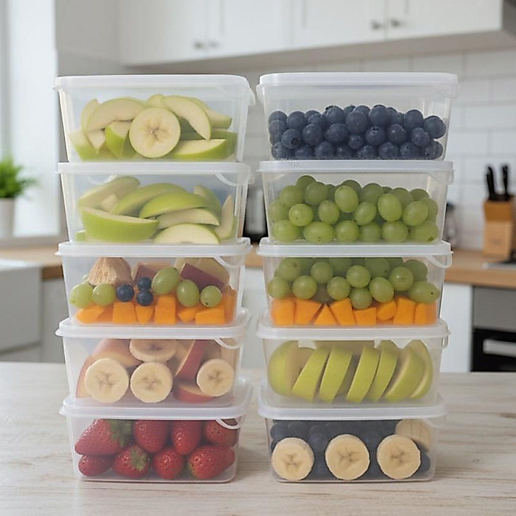 KIT 10 Potes Retangular 1 L Transparente Hermético Cozinha Organização  Armazenamento Alimento