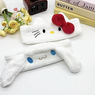 [PEBR] Sanrio Hello Kitty Cinnamoroll Pelúcia Para Lavar O Rosto Maquiagem Faixa De Cabelo Desenhos Animados Mulheres An