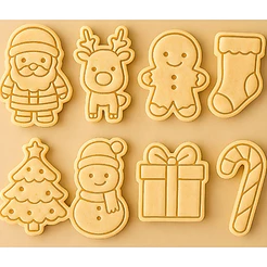Kit 8 Cortadores Formas para Biscoito Papai Noel Bolacha Cookie Massa Pasta Americana Natal Modelo 5