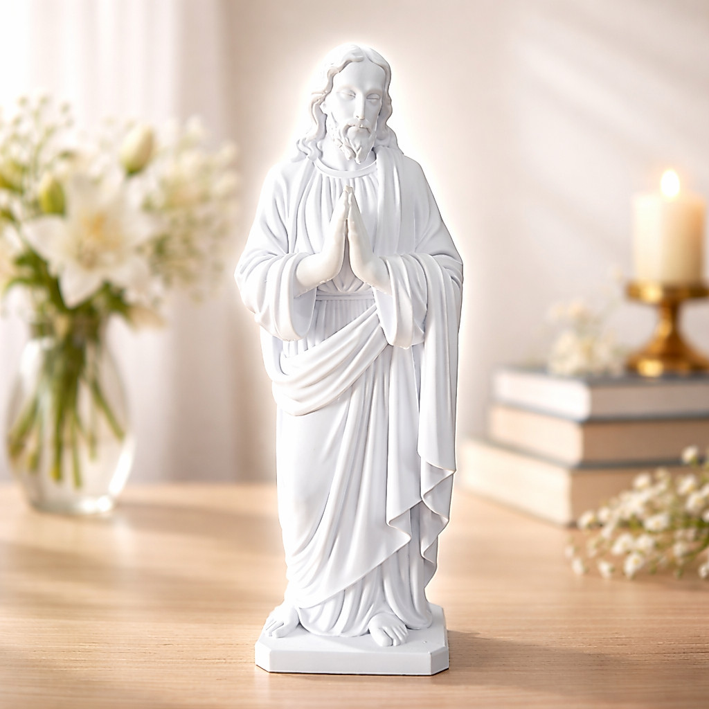 Imagem de Jesus Cristo Decorativa Branca – Estátua Religiosa Cristã | Decoração Católica/Evangélica, Presente Religioso
